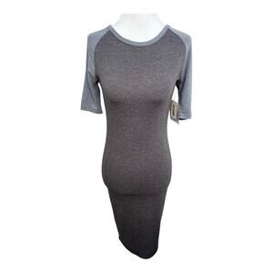 NEW LuLaRoe‎ Julia Dress XXS Gray Knee Length Form-Fitting Raglan Sleeves NWT